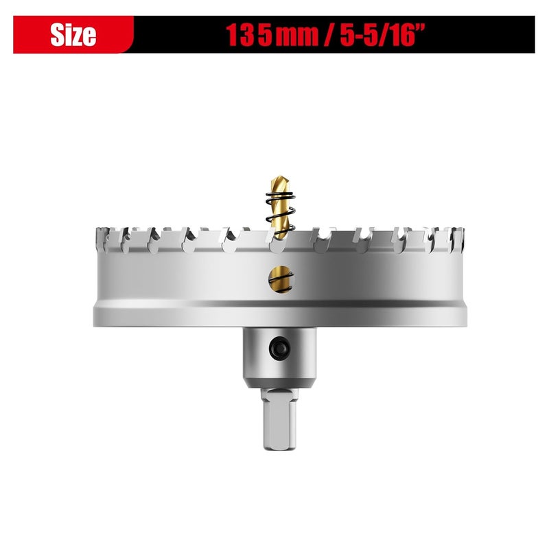 GSTK Upgraded Heavy Duty Carbide Hole Saw 135mm|5-5/16",Metal Steel Hole Saw Drill Bit,TCT Hole Cutter-Alloy Hardness Upgraded, Life Upgraded, Ideal for Stainless Steel, mild Steel, Iron, Copper,etc - Image 2